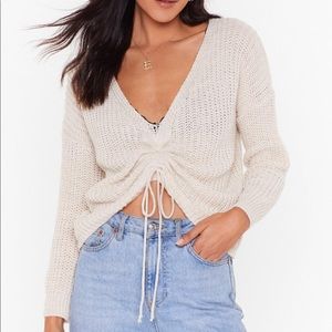 Nasty Gal S/M Pull a Fast One Ruched Knit Sweater